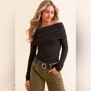 We The Free Black Off-Shoulder Top